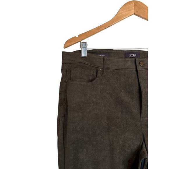 NYDJ Women Alina Skinny Faux Suede Ankle Stretch Jeans Size 14 Martini Olive NWT - Picture 5 of 13